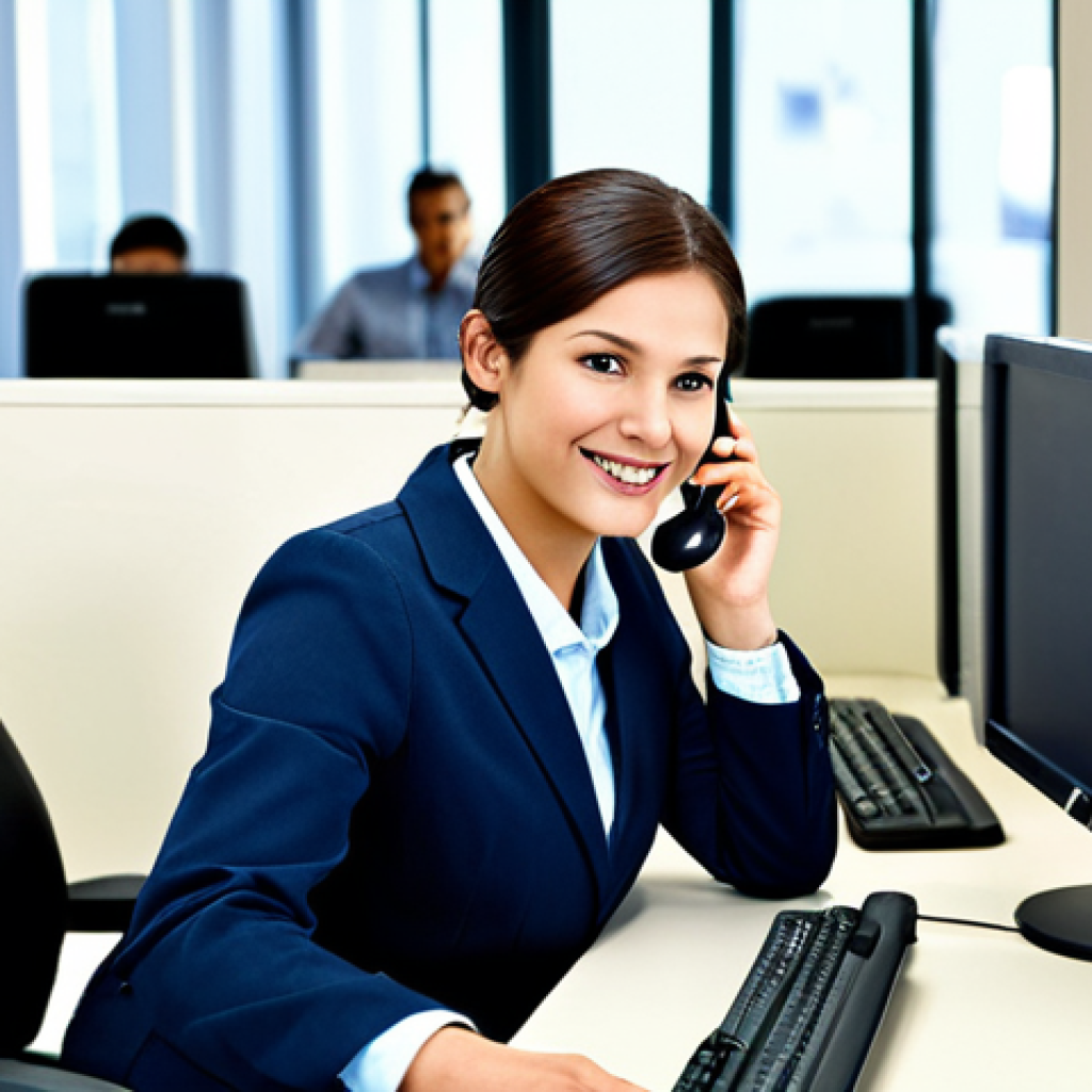 Empathetic Customer Service**
"A customer service representative, fully clothed in professional modest business attire, listening attentively to a customer over the phone in a bright and modern call center. The representative displays a warm and empathetic expression. Background includes other representatives assisting customers. Safe for work, appropriate content, correct proportions, natural body proportions, professional, high quality image, well-formed hands."