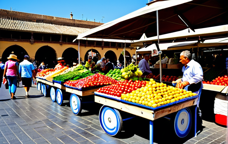 소셜 미디어를 활용한 고객 지원 접근법 - **Image:** A vibrant, bustling marketplace in Seville, Spain.
**Prompt:** "A colorful outdoor ma...